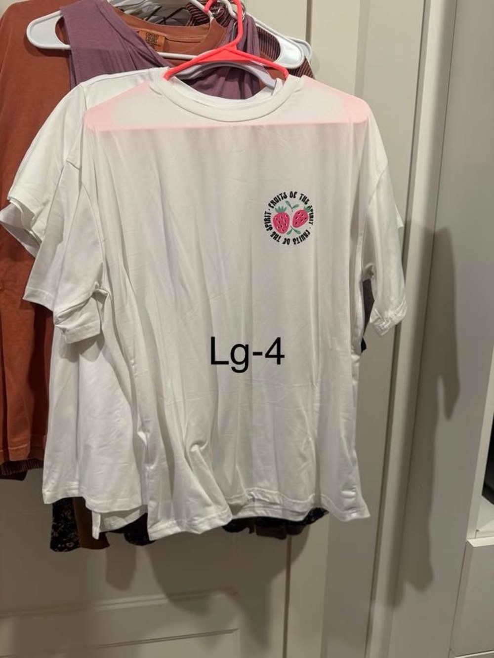 White Short-Sleeve Graphic Tee with Pink Watermelon Accent